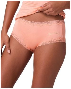 Uwila Warrior Soft Silk Days Of The Week Lace Trim Briefs - Orange