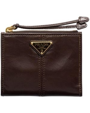 Prada Small Leather Wallet - Brown