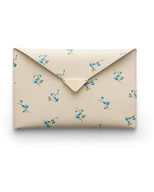 Prada Printed Saffiano Leather Envelope Clutch - Natural