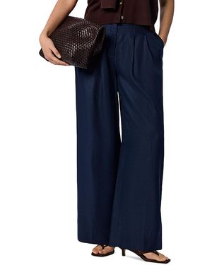 Whistles Wide Leg Hopsack Pants - Blue