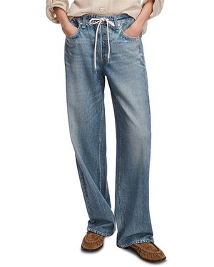 Rag & Bone Miramar High Rise Wide Leg Drawstring Terry Sweatpant Jeans - Blue
