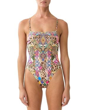 CAMILLA Straight Neck Double Strap One Piece Swimsuit - Multicolour