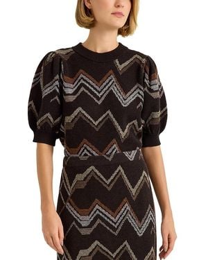 Marie Oliver Maddie Knit Chevron Stripe Top - Black