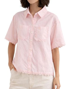Chinti & Parker Sienna Linen-Blend Scallop Edge Shirt - Pink