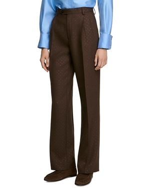 Sandro Miles Rhinestone Tab Waist Pants - Brown