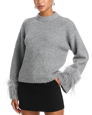 Wayf Pia Feather Trim Sweater - Gray