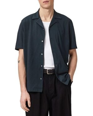 AllSaints Hudson Short Sleeve Button Down Shirt - Blue