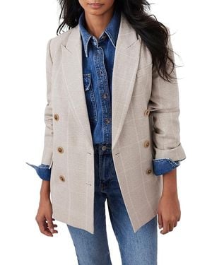 Mint Velvet Checked Double Breasted Blazer - Blue