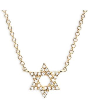 EF Collection 14K Diamond Star Of David Pendant Necklace, 16-18 - Metallic