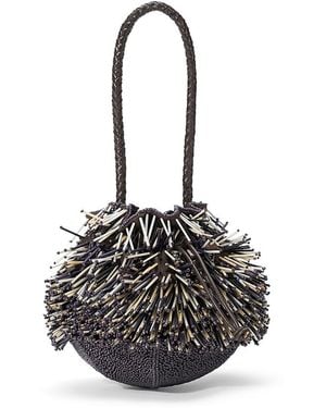 STAUD Beaded Porcupine Shoulder Bag - Black
