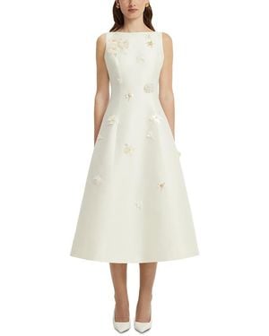 LEO LIN Cleo Wool & Silk Embellished Sleeveless Midi Dress - White