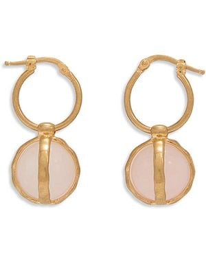 Jil Sander Rose Quartz Charm Hoop Earrings - Metallic