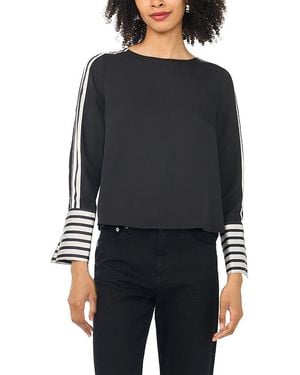 Vince Camuto Boat Neck Extended Cuff Shirt - Black