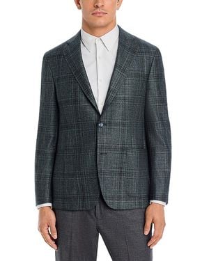 Vince Wool, Silk & Cashmere Tonal Plaid Regular Fit Jacket - Gray