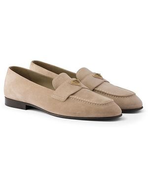 Prada Suede Loafers - Natural