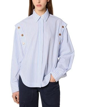 Tresser Striped Shirt With Snap Buttons - Blue
