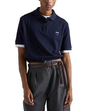 Prada Pique And Jersey Polo Shirt - Blue