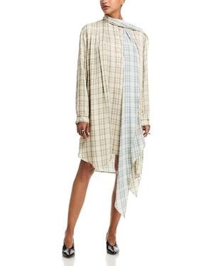 Acne Studios Plaid Shirt Dress - White