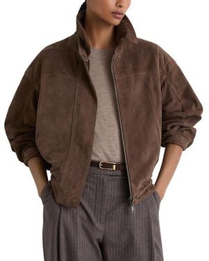 Reiss Petite Cooper Relaxed Suede Jacket - Brown