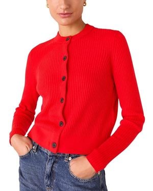 Whistles Jasmine Ribbed Cardigan - Red