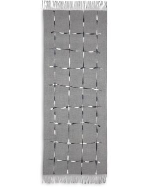 V. Fraas Punch Needle Windowpane Scarf - Grey