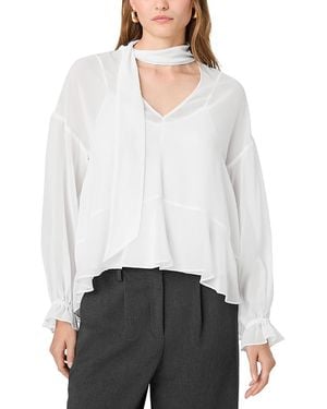 French Connection Marina Scarf Neck Long Sleeve Blouse - White