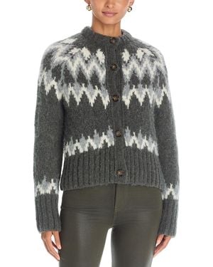 Veronica Beard Christina Fair Isle Cardigan - Gray