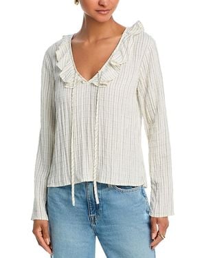 Bella Dahl Linen Ruffle Tie Neck Top - White