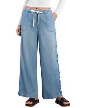 Billy T Floral Lane Tie Front Pants - Blue