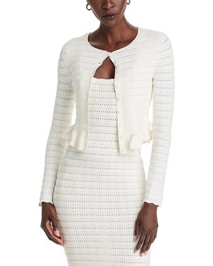 LoveShackFancy Rogan Crewneck Cardigan Sweater - White
