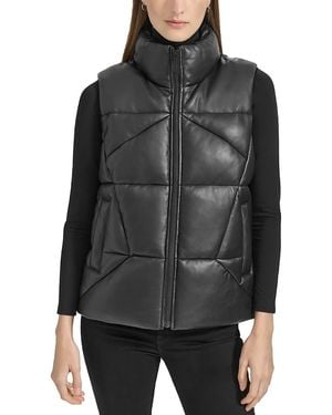 Marc New York Faux Leather Puffer Vest - Black