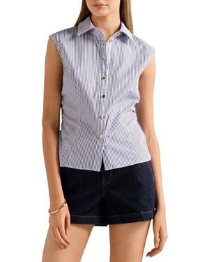 EVER NEW Nova Ruched Stripe Collared Top - Blue