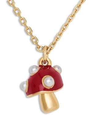 Kate Spade Secret Garden Imitation Pearl Mushroom Pendant Necklace, 16-19 - Red
