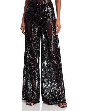 Norma Kamali Sequin Mesh Boyfriend Elephant Sweatpants - Black