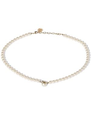 Miu Miu Metal And Pearl Necklace - White