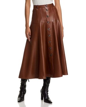 Cinq À Sept Veena Faux Leather Midi Skirt - Brown