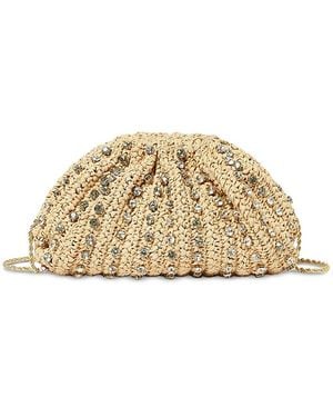 Loeffler Randall Bailey Embellished Pleated Raffia Clutch - Natural