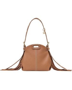 Maje Miss M Micro Stitched Leather Crossbody - Brown