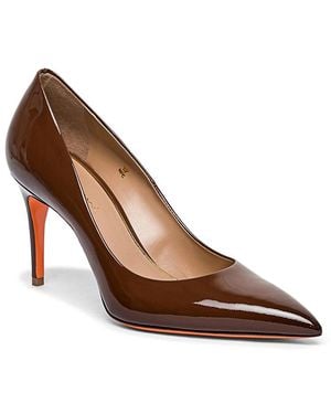 Santoni High-Heel Patent Leather Pumps - Brown