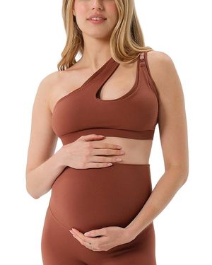 AXK One-Shoulder With Easy-Release Breastfeeding Clips Cross Body Nursing Bra - Brown
