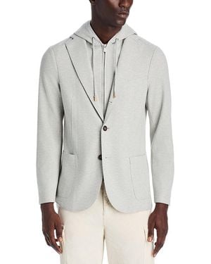 Eleventy Textured Jersey Jacket With Removable Hood - Gray