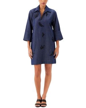 Karen Kane Beaded A Line Dress - Blue