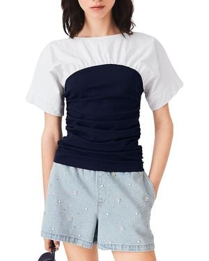 Maje Pleated Jersey Top - Blue