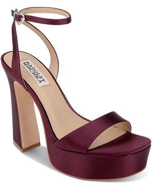 Badgley Mischka Caia Square Toe High Heel Platform Sandals - Red