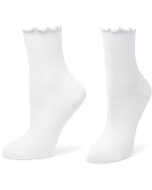Hue Ruffle Edge Ankle Socks, Pack Of 3 - White