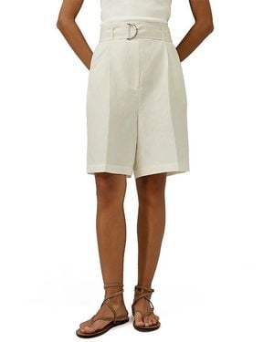 LILYSILK Chic Silk-Linen Blend Bermuda Shorts - Natural
