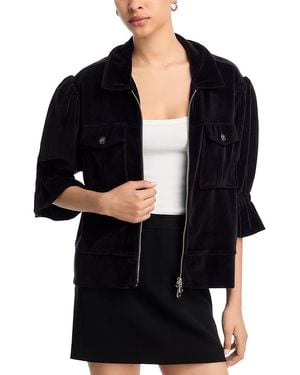 Cinq À Sept Holly Short-Sleeve Velour Jacket - Black