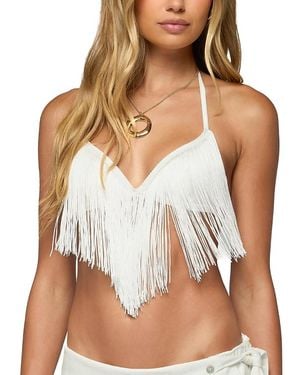 Edikted Kienna Fringed Bra Top - Brown