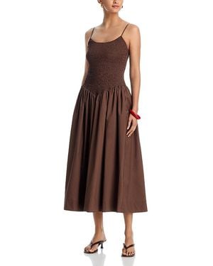 Lucy Paris Hazel Smocked Dropped Waist Dress - Brown