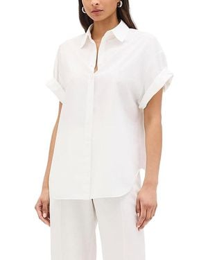 Another Tomorrow Poplin Short Sleeve Shirt - White